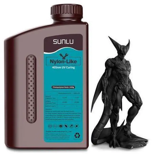 Main image of SUNLU 3D Printer Resin, Strong Durable Nylon Like 3D Resin for LCD DLP SLA Resin 3D Printers, 395-405nm UV Light Curing 3D Printing Liquid Photopolymer Resin, Good for Functional Parts, 1000g, Black