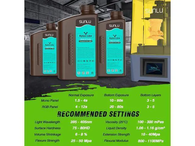 Alt view image 5 of 7 - SUNLU 3D Printer Resin, Strong Durable Nylon Like 3D Resin for LCD DLP SLA Resin 3D Printers, 395-405nm UV Light Curing 3D Printing Liquid Photopolymer Resin, Good for Functional Parts, 1000g, Black