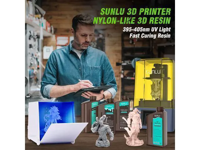 Alt view image 7 of 7 - SUNLU 3D Printer Resin, Strong Durable Nylon Like 3D Resin for LCD DLP SLA Resin 3D Printers, 395-405nm UV Light Curing 3D Printing Liquid Photopolymer Resin, Good for Functional Parts, 1000g, Black