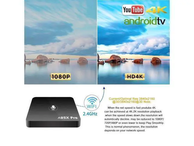 Alt view image 2 of 7 - A95X Pro Google Smart Android 7.1 TV Box Voice Control Remote 2GB RAM 16GB ROM with 4K Ultra HD Smart TV Box 2.4G WiFi Streaming Media Player