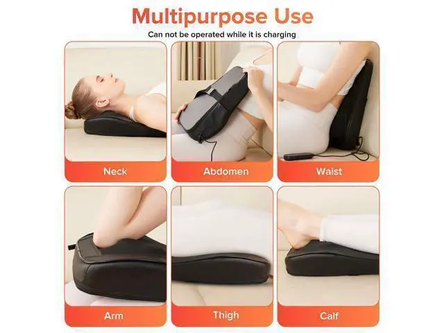 Alt view image 6 of 7 - Cordless Neck and Back Massager with Heat, 3D Shiatsu Kneading Pillow, 4 Massage Nodes & Bi-Directional Deep Tissue Massage for Neck/Shoulders/Back, Ideal Gift for Women & Men