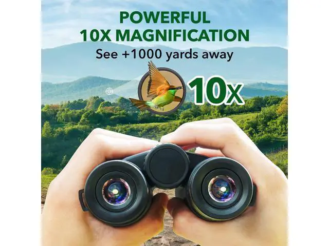 Alt view image 5 of 7 - Compact Binoculars - 10X Binoculars for Adults Small Binoculars for Bird Watching, Sailing, Hiking, and More 1000M Long-Range Hunting Binoculars IPX5 Water-Resistan