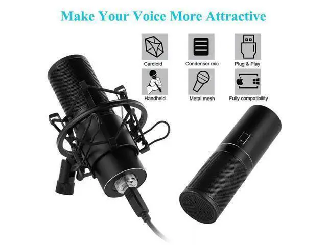 Alt view image 4 of 7 - BONAEVER Professional studio Broadca Standing & Recording Microphone Set PC Microphone Kit with Shock Mount for PC studio Recording Podca Standing Youtube Karaoke