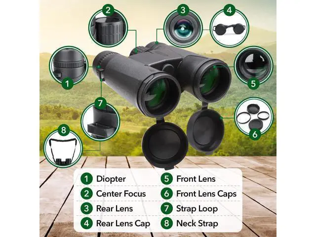 Alt view image 2 of 7 - Compact Binoculars - 10X Binoculars for Adults Small Binoculars for Bird Watching, Sailing, Hiking, and More 1000M Long-Range Hunting Binoculars IPX5 Water-Resistan