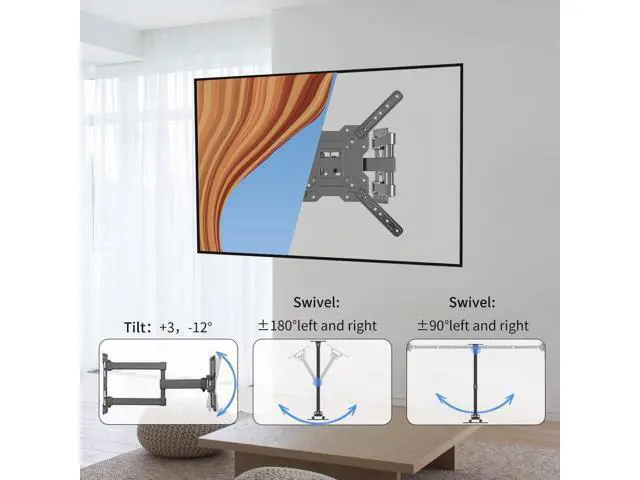 Alt view image 2 of 7 - Suptek TV Wall Mount Swivel and Tilt Full Motion for Most 23 to 55 inch TV Mount up to 55lbs max VESA 400x400mm (A1+)