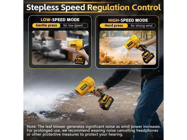 Alt view image 2 of 6 - DEVONIC Leaf Blower Cordless - Lightweight Electric Handheld Blower with 2×20V 4.0Ah Battery & Charger Included,3 Nozzles-Turbo Jet Blower for Lawn Care,Garage,Patio,Fallen Leaves and Car-deep Yellow