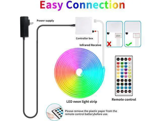 Alt view image 7 of 7 - 32.8ft LED neon Lights with Remote APP Control IP65 Waterproof Flexible Neon Strip Lights 24V RGB Rope Lights for Bedroom Room Outdoors Décor