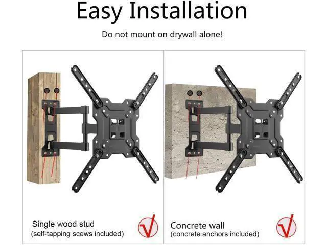 Alt view image 6 of 7 - Suptek TV Wall Mount Swivel and Tilt Full Motion for Most 23 to 55 inch TV Mount up to 55lbs max VESA 400x400mm (A1+)