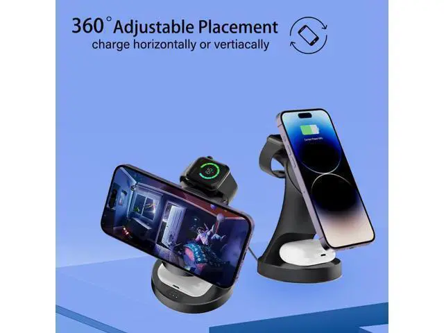 Alt view image 3 of 7 - Wireless Charger 3 in 1 Magnetic Wireless Charger Stand Fast Wireless Charging Dock for iPhone17/16/15/14/13/12 Series Watch Series .