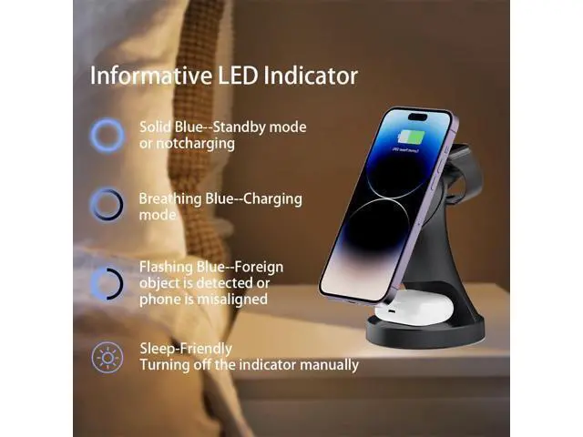 Alt view image 6 of 7 - Wireless Charger 3 in 1 Magnetic Wireless Charger Stand Fast Wireless Charging Dock for iPhone17/16/15/14/13/12 Series Watch Series .