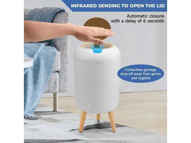 Alt view image 3 of 7 - Smart Sensor Wastebasket, Convenient and Hygienic Easy to Use, Technology Sensor Waterproof Wastebasket Plastic Trash can for Kitchen, Bathroom, Bedroom, Living Room, Office and Outdoor