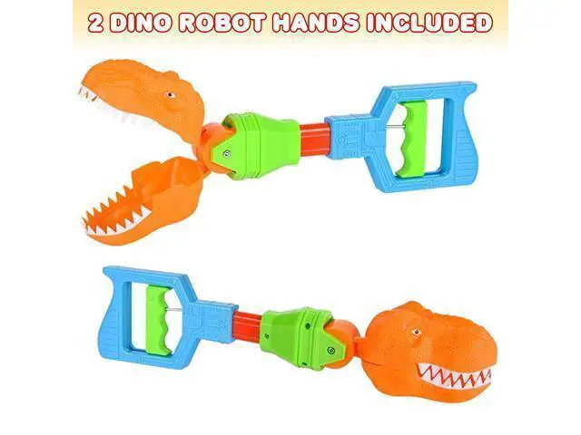 Alt view image 2 of 6 - ArtCreativity Dino Robot Hand Grabber, Set of 2, 14 Inch Robotic Arm Reacher Grab Claw, Cool Grabbing Stick for Kids, Fun Dinosaur Toys for Boys and Girls, Great Holiday and Birthday Gift Idea