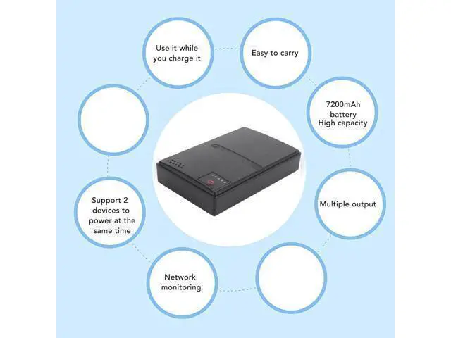Alt view image 5 of 7 - Uninterruptible Power Supply 7200mAh Small Uninterruptible Power Supply Battery Backup for Router Optical Modem MP3 MP4 Player (US Plug)