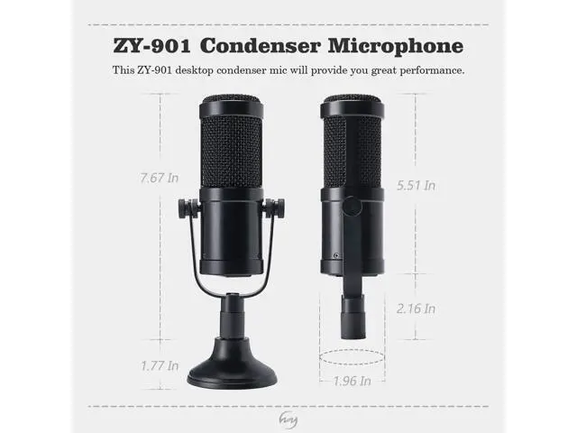 Alt view image 2 of 7 - Werleo Desktop Condenser Mic Set Professional Studio Microphone for Recording Cardioid Condenser PC Mic Comes with Miniature Stand and Adjustable Mic Stand