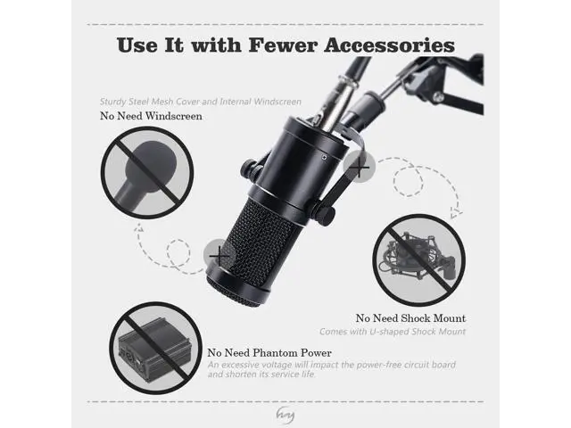 Alt view image 4 of 7 - Werleo Desktop Condenser Mic Set Professional Studio Microphone for Recording Cardioid Condenser PC Mic Comes with Miniature Stand and Adjustable Mic Stand