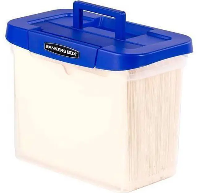 Main image of BANKERS BOX Heavy Duty Portable Plastic File Box with Hanging Rails, Letter, 1 Pack (0086304)