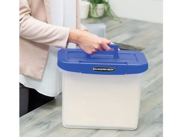 Alt view image 5 of 7 - BANKERS BOX Heavy Duty Portable Plastic File Box with Hanging Rails, Letter, 1 Pack (0086304)