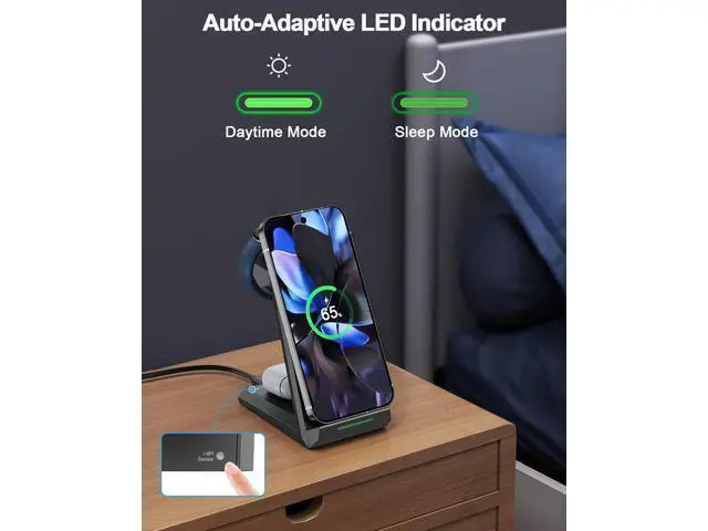 Alt view image 5 of 7 - Wireless Charger for Google - 3 in 1 Wireless Charging Station Fast Charger Stand Dock for Pixel 10/10 Pro/9/Fold/8/7 Buds Pro 2/Pro Watch 3/2 Fitbit Versa 4/Sense 2(Not for Pixel Watch 1/4)