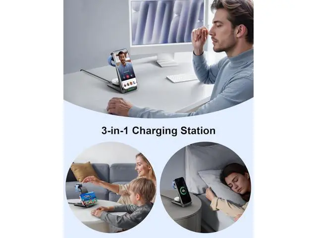 Alt view image 7 of 7 - Wireless Charger for Google - 3 in 1 Wireless Charging Station Fast Charger Stand Dock for Pixel 10/10 Pro/9/Fold/8/7 Buds Pro 2/Pro Watch 3/2 Fitbit Versa 4/Sense 2(Not for Pixel Watch 1/4)