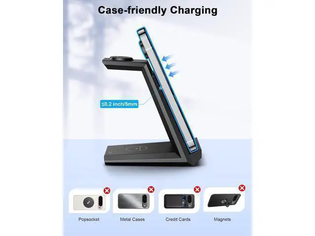 Alt view image 6 of 7 - Wireless Charger for Google - 3 in 1 Wireless Charging Station Fast Charger Stand Dock for Pixel 10/10 Pro/9/Fold/8/7 Buds Pro 2/Pro Watch 3/2 Fitbit Versa 4/Sense 2(Not for Pixel Watch 1/4)