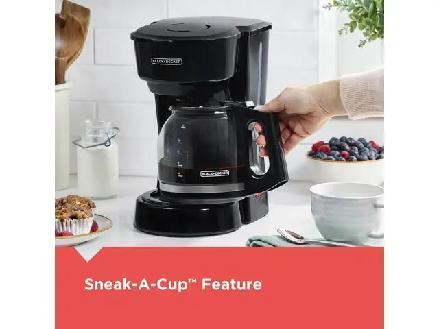 Alt view image 3 of 7 - 12-Cup Coffee Maker with Easy On/Off Switch, Easy Pour, Non-Drip Carafe with Removable Filter Basket, Vortex Technology, Black