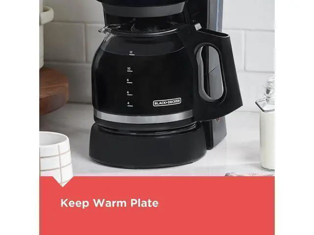 Alt view image 4 of 7 - 12-Cup Coffee Maker with Easy On/Off Switch, Easy Pour, Non-Drip Carafe with Removable Filter Basket, Vortex Technology, Black