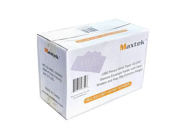 Alt view image 2 of 4 - 1,000 Pieces White Paper CD DVD Sleeves Envelope Holder with Clear Window and Flap, 80g Economy Weight.
