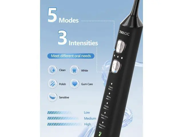 Alt view image 6 of 7 - Sonic Electric Toothbrush for Adults and Kids - Up to 180 Days Runtime, 42000 VPM Powered Toothbrush, 5 Modes & 3 Intensities for Sensitive Teeth & Braces, Includes 8 Brush Heads, Black