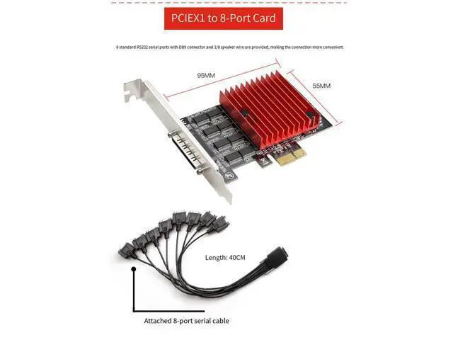 Alt view image 6 of 7 - PCIe x1 to 8-Port RS232 Serial Card PCIe to 8-port COM Expansion Adapter for Desktop PC, WCH384