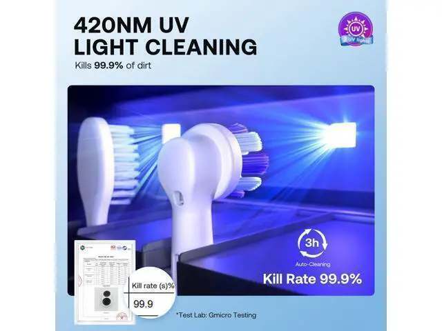 Alt view image 3 of 7 - Upgraded Tooth Brush Holder for Bathroom 2.0, Infrared Sensing Toothbrush Cleaner, Wall-Mounted for Most Size Toothbrushes, Air Drying, LED Smart Screen, White Gold Trim