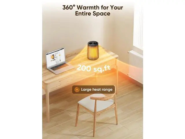 Alt view image 3 of 7 - Space Heater, 1500W Portable Heaters for Indoor Use, PTC Ceramic Heater with Heating and Fan Modes, Overheat & Tip-Over Protection, Ideal for Bedroom, Office & Desk Use, Black