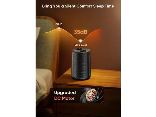 Alt view image 5 of 7 - Space Heater, 1500W Portable Heaters for Indoor Use, PTC Ceramic Heater with Heating and Fan Modes, Overheat & Tip-Over Protection, Ideal for Bedroom, Office & Desk Use, Black
