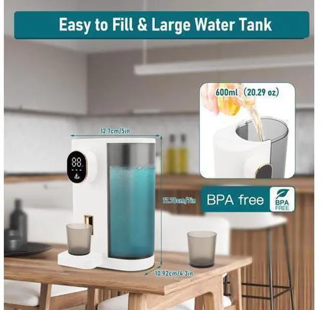 Alt view image 6 of 7 - Dispenser, 20.3Oz Mouthwash Dispenser for Bathroom, 4 Dispensing Levels, with 2 Mouthwash Cups, LED Screen, Great for Kids and Adults (White)