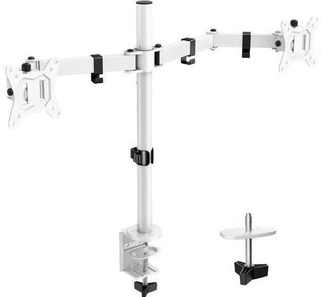 Main image of Dual Monitor Desk Mount, Fully Adjustable Dual Monitor Arm for 2 Computer Screens up to 32 inch, Heavy Duty Dual Monitor Stand for Desk, Holds up to 17.6 lbs per Arm - White