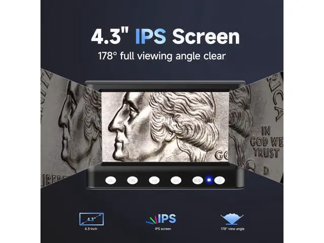 Alt view image 2 of 7 - 4.3" Coin Microscope, IPS Digital Microscope for Adults, Coin Magnifier with 8 LED Lights, Windows Compatible, Include 32GB Memory Card