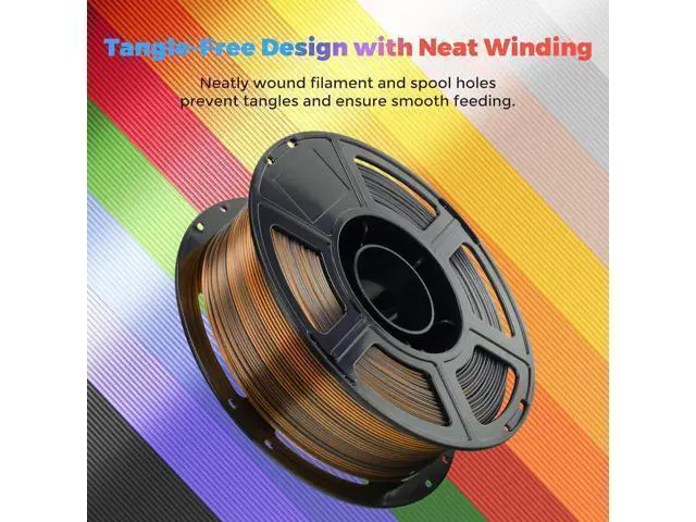 Alt view image 5 of 6 - FLASHFORGE Silk Dual Color Filament, Black and Gold 2 in 1 Coextrusion Silk PLA Filament 1.75mm, 3D Printer Filament Color Change 1kg(2.2lbs) Spool, Dimensional Accuracy +/- 0.02mm