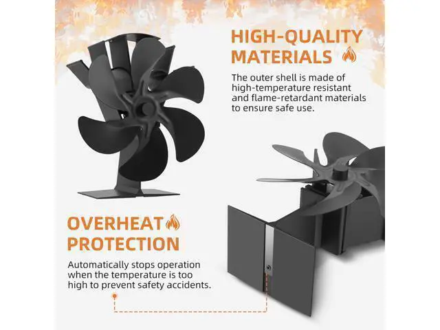 Alt view image 7 of 7 - Heat Powered Wood Stove Fan for Buddy Heater - 6-Blade Fireplace Fan, Increases 80% More Warmth for Wood/Log Burner & Wood Burning Stove