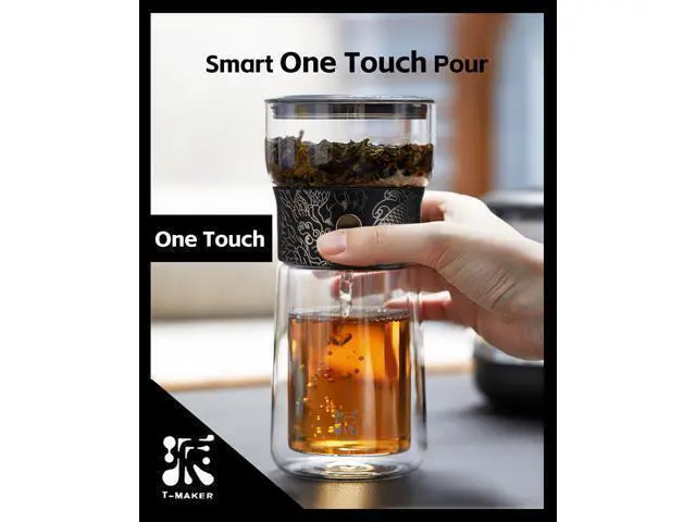 Alt view image 2 of 7 - Cool Glass Teapot with Infuser, Smart One Touch Tea Maker for Loose Tea Diffusers with Insulated Mug and Portable Tea Kits, Enchanted Teapot Alternatives for Tea Lover Gifts