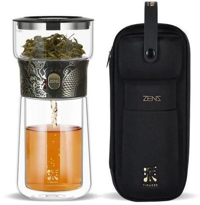 Main image of Cool Glass Teapot with Infuser, Smart One Touch Tea Maker for Loose Tea Diffusers with Insulated Mug and Portable Tea Kits, Enchanted Teapot Alternatives for Tea Lover Gifts