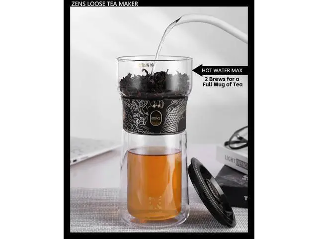 Alt view image 3 of 7 - Cool Glass Teapot with Infuser, Smart One Touch Tea Maker for Loose Tea Diffusers with Insulated Mug and Portable Tea Kits, Enchanted Teapot Alternatives for Tea Lover Gifts