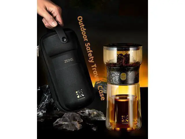 Alt view image 7 of 7 - Cool Glass Teapot with Infuser, Smart One Touch Tea Maker for Loose Tea Diffusers with Insulated Mug and Portable Tea Kits, Enchanted Teapot Alternatives for Tea Lover Gifts