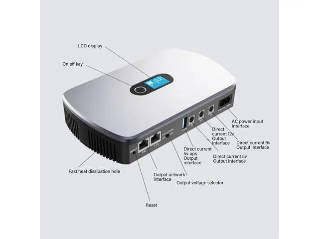 Alt view image 4 of 7 - WALFRONT Portable Backup Battery Uninterruptible Power Supply Mini UPS Compact UPS Power Supply 8800mAh Multiple Outputs for Router Modem (US Plug)