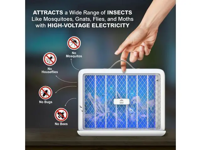 Alt view image 5 of 7 - Electric Bug Zapper, LED UV Light Trap Mosquito, Portable & Wall-Mountable High-Voltage Electric Mosquito Bug Zapper Indoor & Outdoor with Safety Mesh