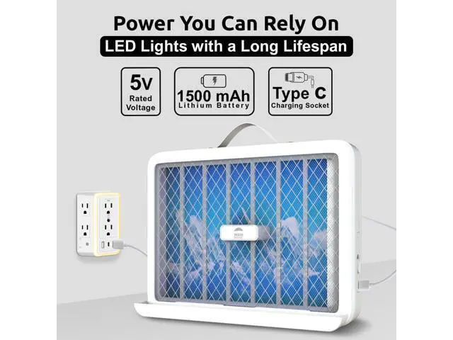 Alt view image 4 of 7 - Electric Bug Zapper, LED UV Light Trap Mosquito, Portable & Wall-Mountable High-Voltage Electric Mosquito Bug Zapper Indoor & Outdoor with Safety Mesh