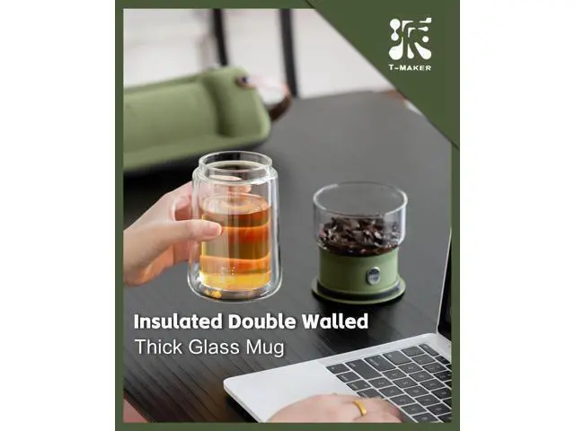 Alt view image 6 of 7 - Modern Glass Infuser Teapot, Smart One Touch Tea Maker for Loose Tea Diffusers with Insulated Mug and Portable Case, Enchanted Teapot Alternatives for Tea Lover Gifts