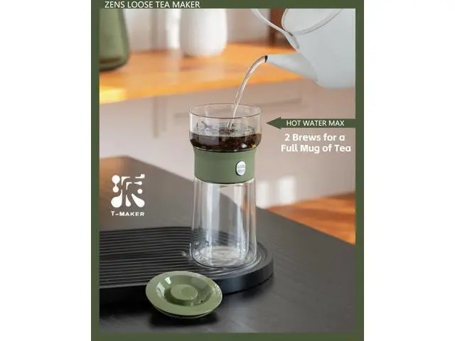 Alt view image 4 of 7 - Modern Glass Infuser Teapot, Smart One Touch Tea Maker for Loose Tea Diffusers with Insulated Mug and Portable Case, Enchanted Teapot Alternatives for Tea Lover Gifts