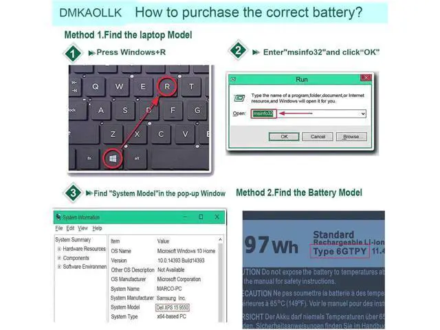 Alt view image 4 of 4 - 97Wh Type 6GTPY Battery for Dell XPS 15-9560 15-9550 15-9570 15-7590 Precision 5520 5530 5540 5510 Vostro 7500 4GVGH 1P6KD 5XJ28 GPM03 P56F, 6GTPY Battery 97Wh Replacement for Dell XPS 9560
