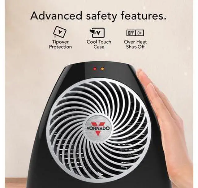 Alt view image 3 of 6 - VH202 (2025) Personal Space Heater, Advanced Safety Features, 2 Heat Settings, Direct Heating, Fan Only Setting, Cool-Touch Exterior, Signature Vortex Heat Circulation, Gentle Heating, Black