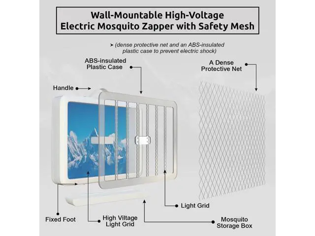 Alt view image 6 of 7 - Electric Bug Zapper, LED UV Light Trap Mosquito, Portable & Wall-Mountable High-Voltage Electric Mosquito Bug Zapper Indoor & Outdoor with Safety Mesh