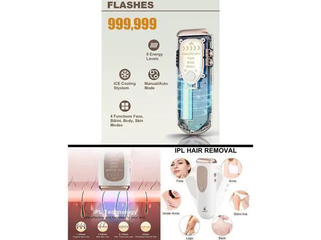 Alt view image 7 of 7 - BONAEVER Laser Hair Removal for Women Permanent Painless at-Home IPL Hair Removal Device Upgraded to 999999 Flashes 5 Level Energy Adjustable & 6 Flash Modes